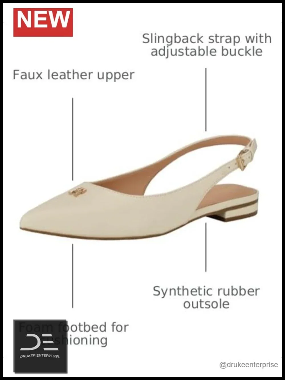 Tommy Hilfiger Velina Ballet Flats Pointed Toe Slip On